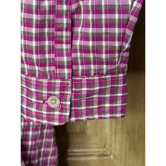 L.L. Bean Button Up Shirt Women’s Large Plaid Zip Pocket Vent Fishing/Hiking - Picture 5 of 9